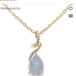Opal Necklace 1/20 ct tw Diamonds 10K Yellow Gold